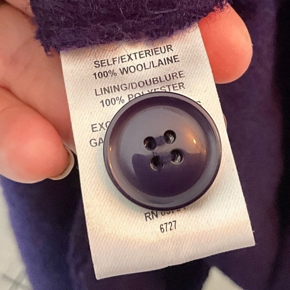 Linea Domani Jacket Cape 100% Boiled Wool High neck Deep Purple Pockets Sz S - Picture 13 of 16